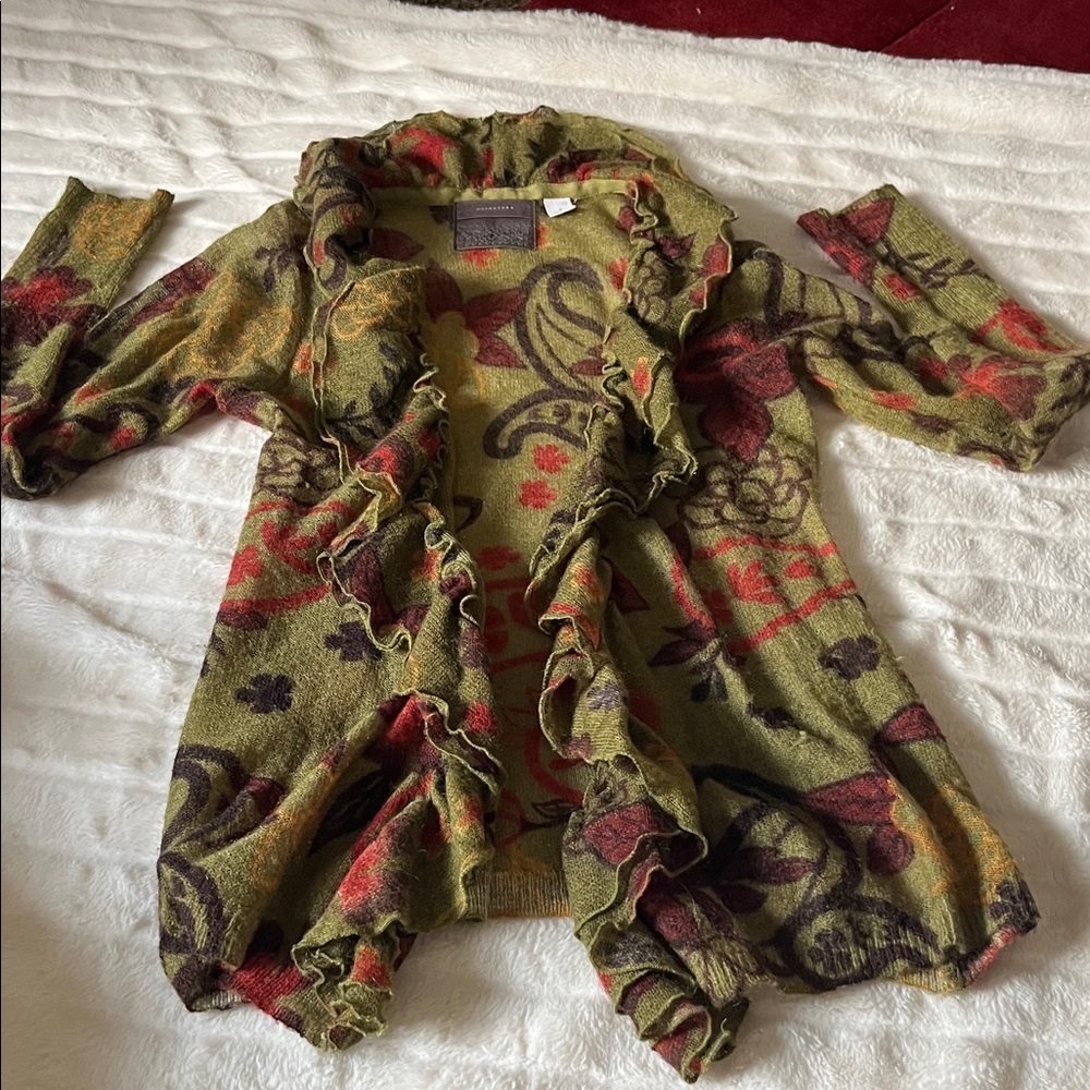 Anthropologie Guinevere Avant Garde Floral Mohair & Merino Wool Cardigan - Picture 2 of 8